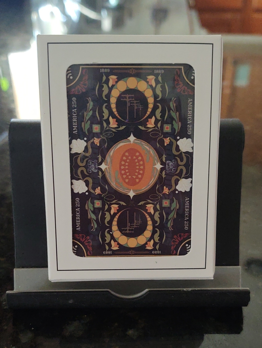Ornate Dark Floral Playing Cards With Box - Black & Orange
